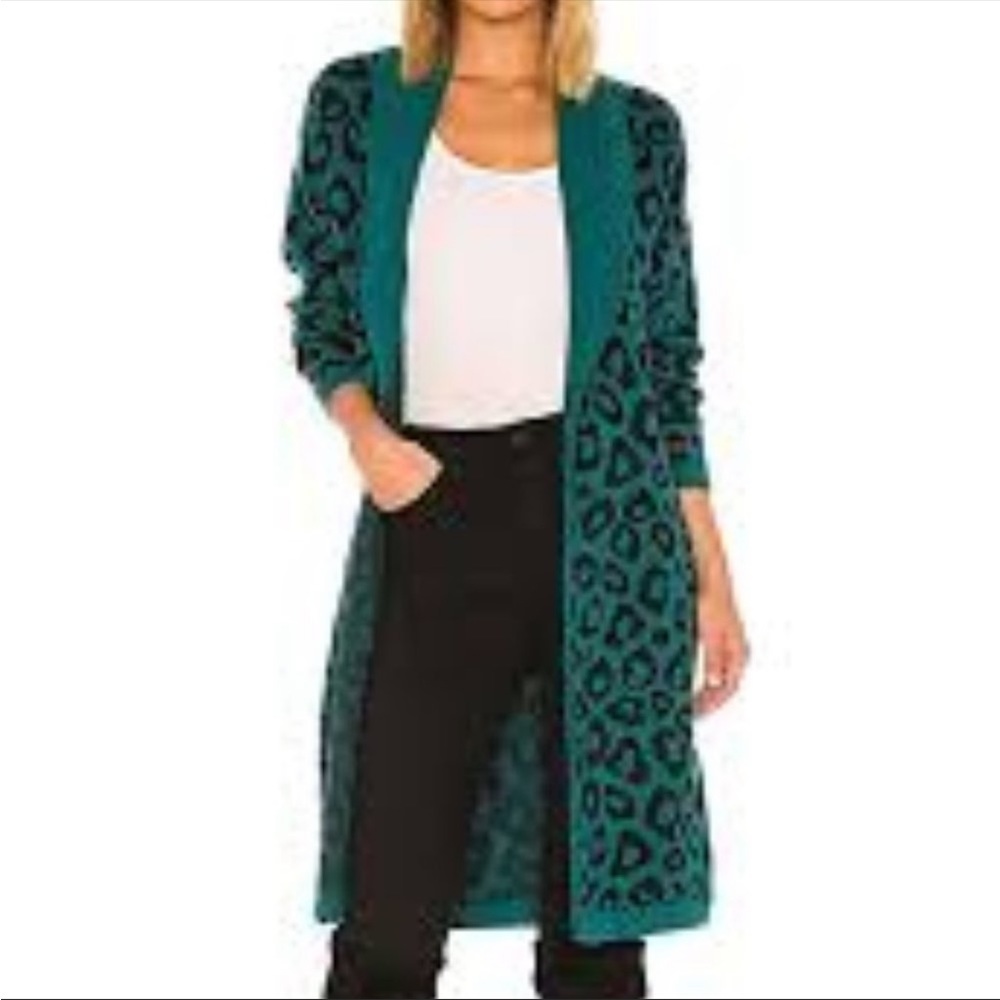 BCBG Generation Animal Leopard Print Long Duster Cardigan